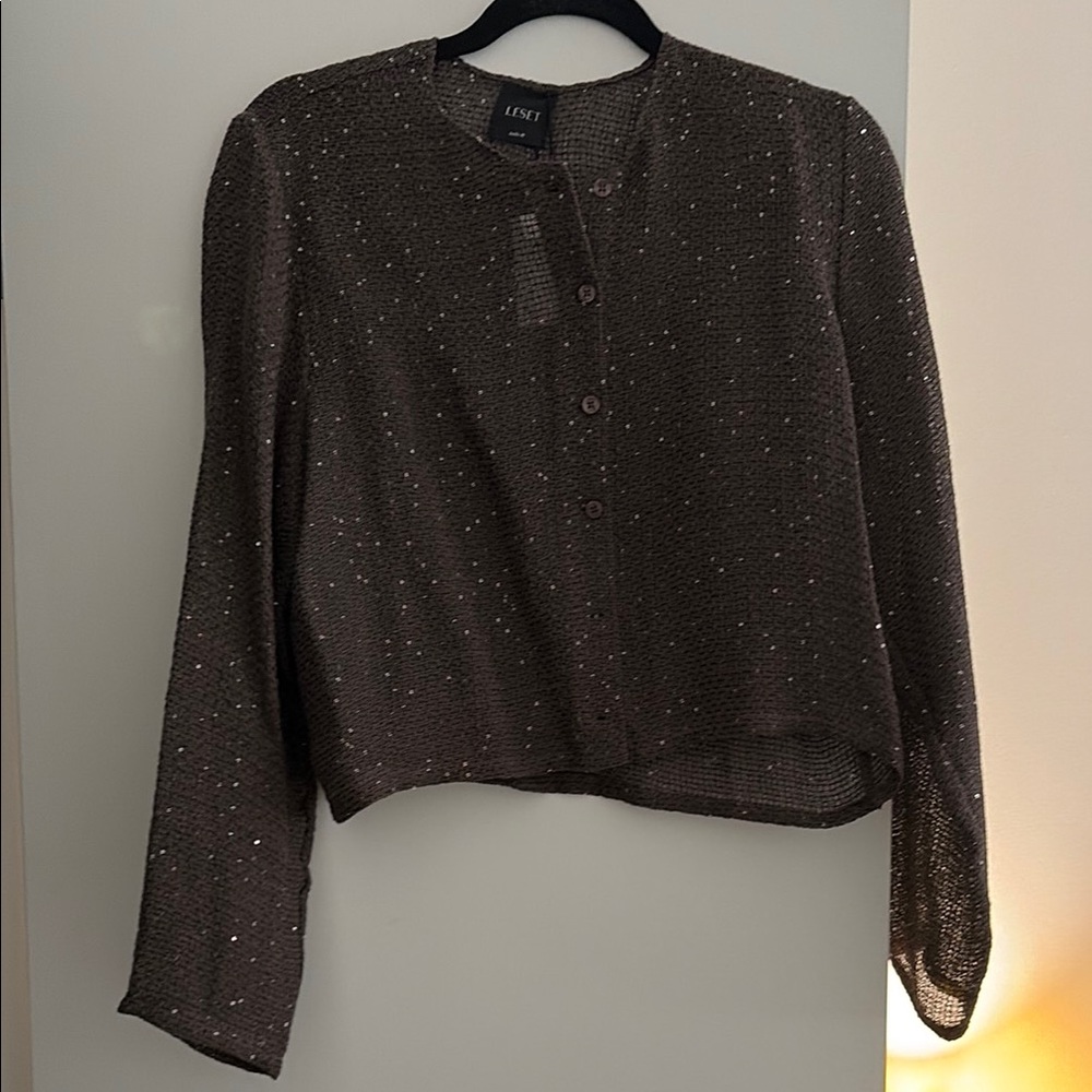 Leset NWT Brown Knit Button-Front Women's Cardigan - Picture 2 of 5